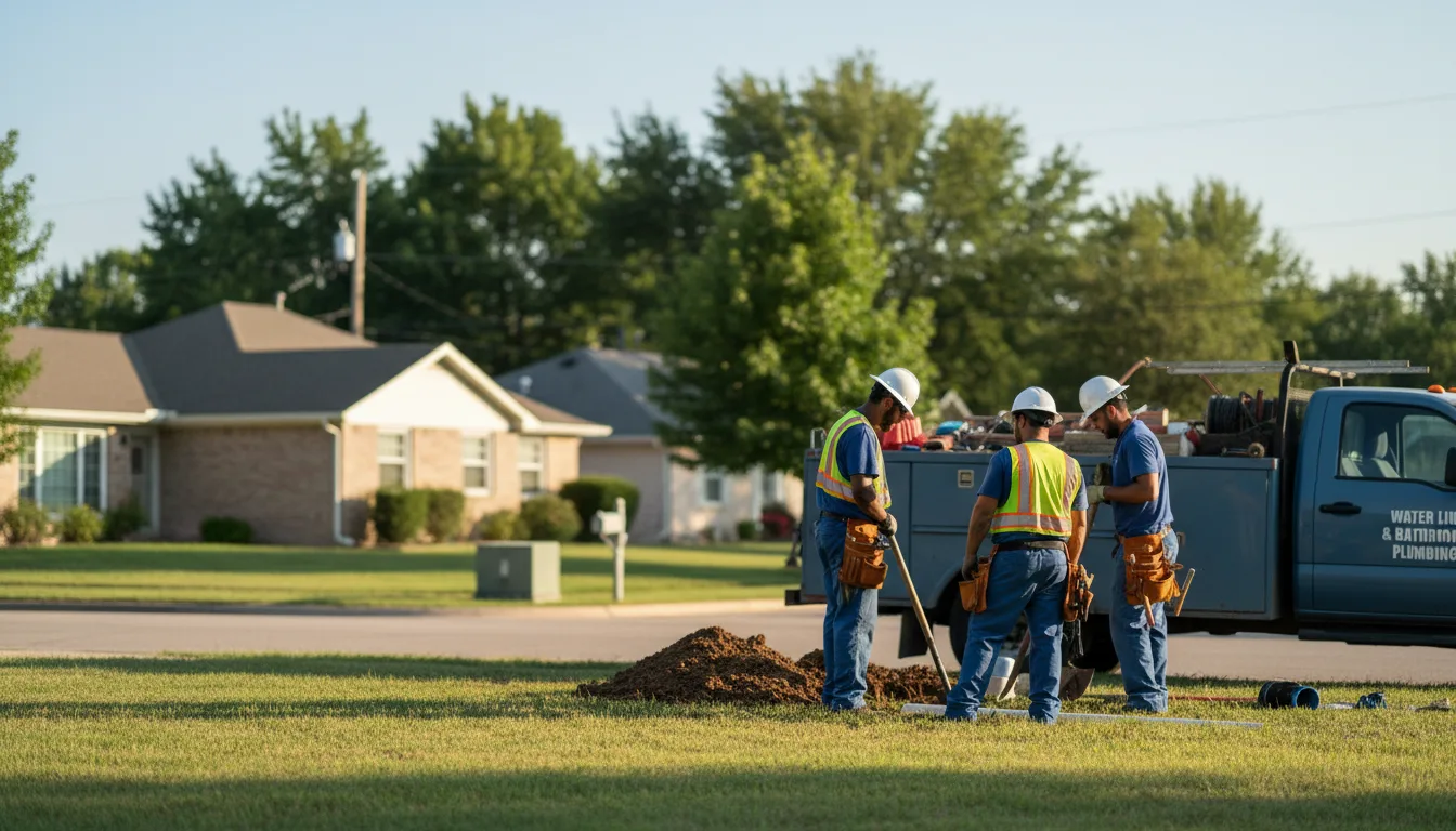 Residential water line and bathroom plumbing service in Prairie View, KS